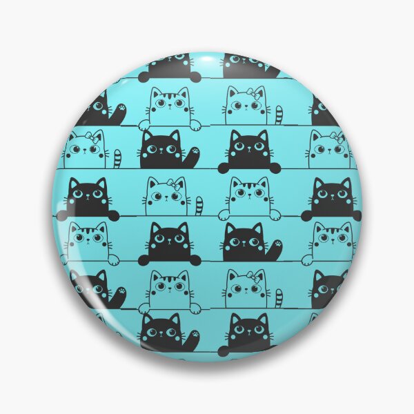 Item preview, Cute Black And White Cats Looking Over Ledges Seamless Pattern blue version designed and sold by Cora Gregory.