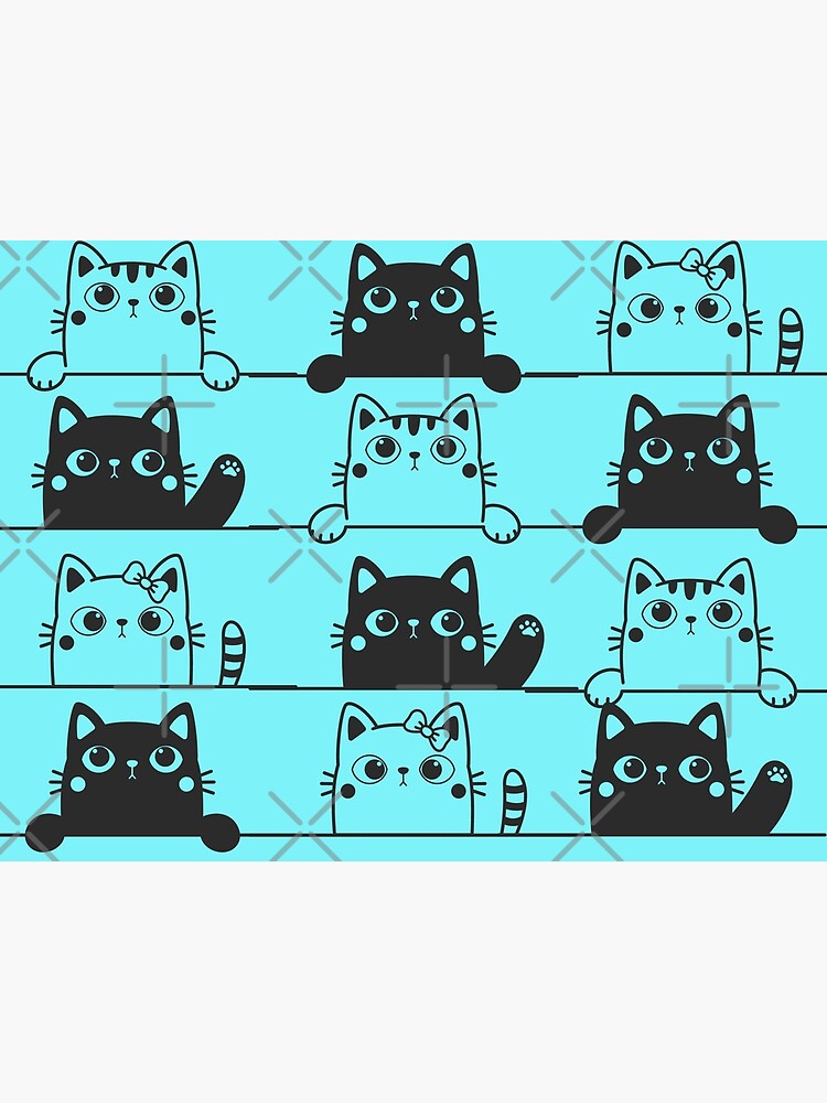 cute-black-and-white-cats-looking-over-ledges-seamless-pattern-blue