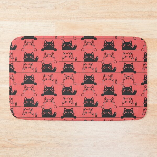 Item preview, Cute Black And White Cats Looking Over Ledges Seamless Pattern red version designed and sold by Cora Gregory.