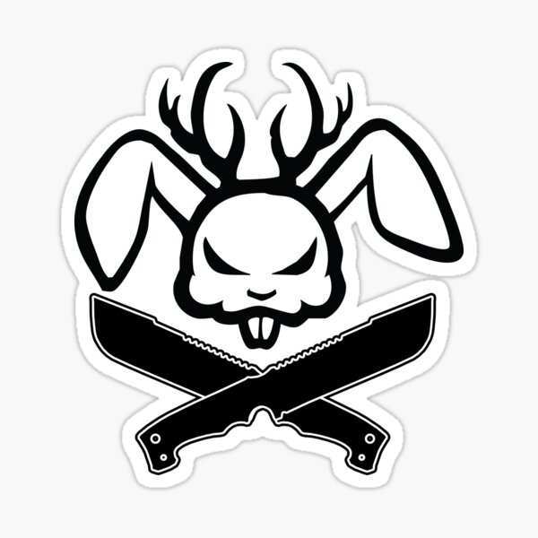 Angry Jackalope Logo Crossed Blades Sticker