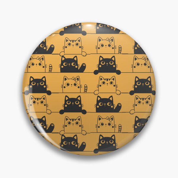 Item preview, Cute Black And White Cats Looking Over Ledges Seamless Pattern orange version designed and sold by Cora Gregory.