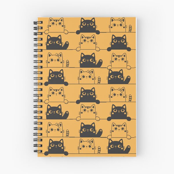 Item preview, Cute Black And White Cats Looking Over Ledges Seamless Pattern orange version designed and sold by Cora Gregory.