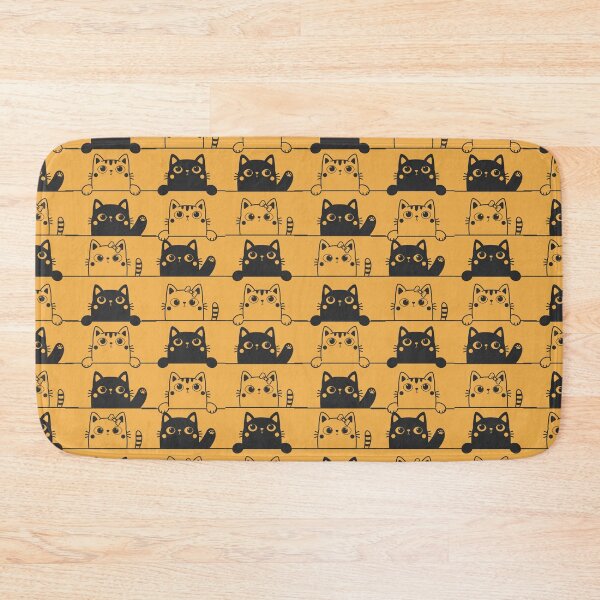 Item preview, Cute Black And White Cats Looking Over Ledges Seamless Pattern orange version designed and sold by Cora Gregory.