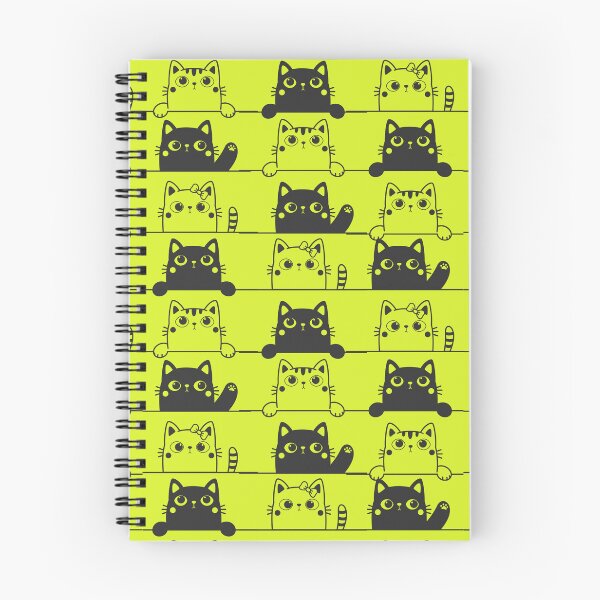 Item preview, Cute Black And White Cats Looking Over Ledges Seamless Pattern yellow version designed and sold by Cora Gregory.