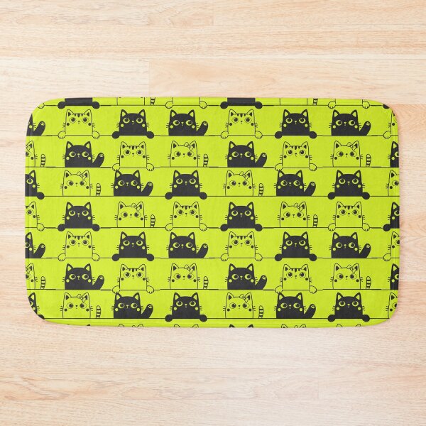 Item preview, Cute Black And White Cats Looking Over Ledges Seamless Pattern yellow version designed and sold by Cora Gregory.