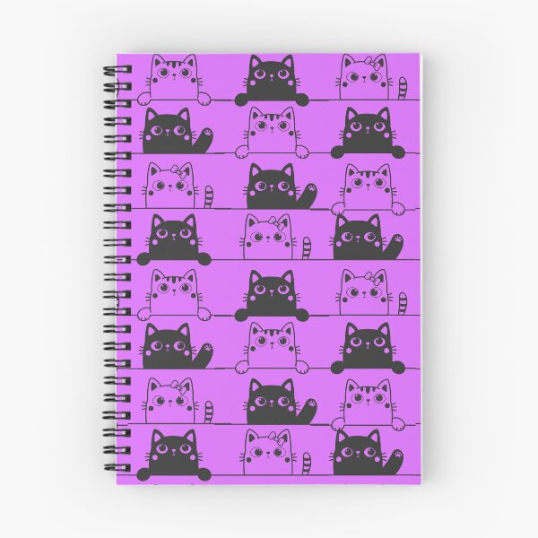 Item preview, Cute Black And White Cats Looking Over Ledges Seamless Pattern purple version designed and sold by Cora Gregory.