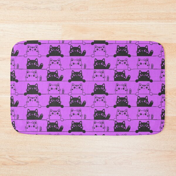 Item preview, Cute Black And White Cats Looking Over Ledges Seamless Pattern purple version designed and sold by Cora Gregory.