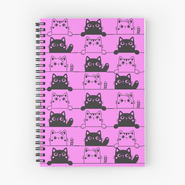 Item preview, Cute Black And White Cats Looking Over Ledges Seamless Pattern pink version designed and sold by Cora Gregory.