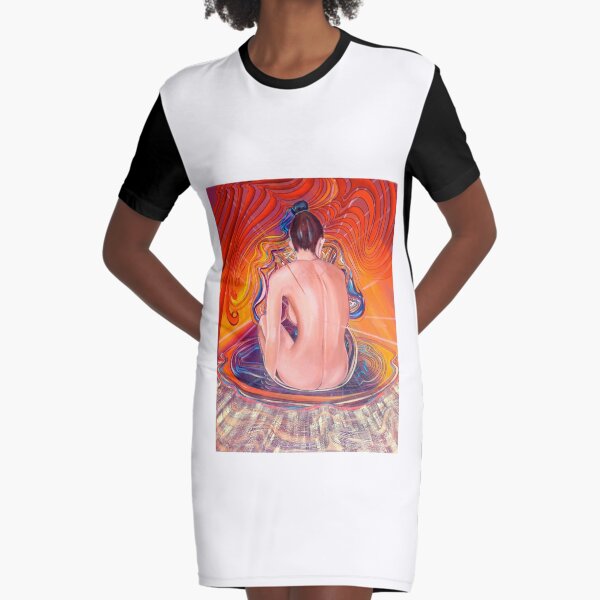 Acupuncture Energy Graphic T-Shirt Dress