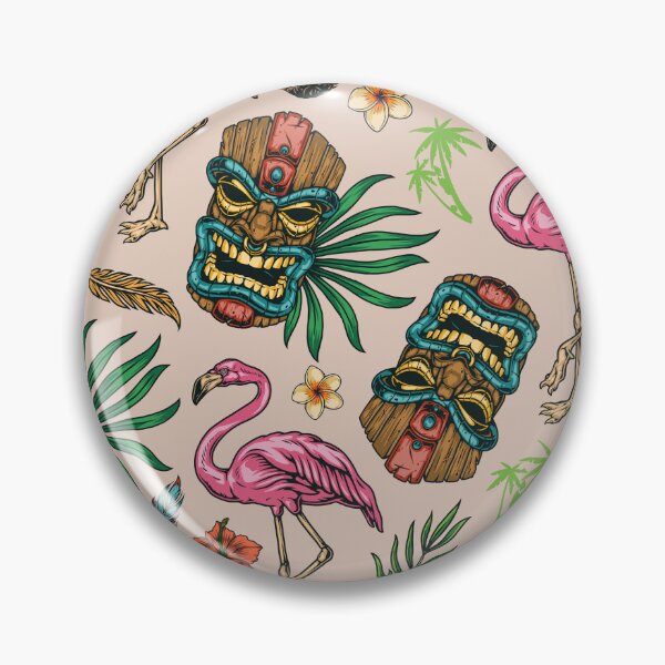 Item preview, Hawaiian Tikki Mask And Flamingos designed and sold by Vector Scout Lab.