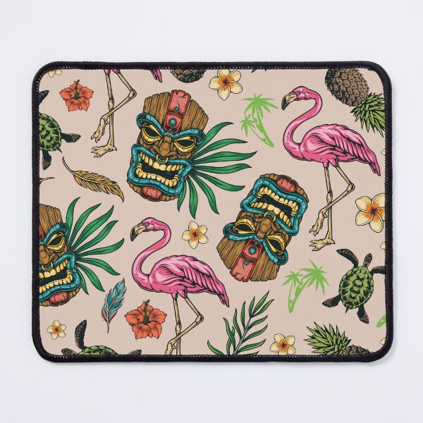 Item preview, Hawaiian Tikki Mask And Flamingos designed and sold by Vector Scout Lab.
