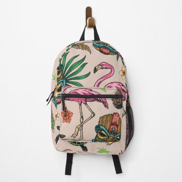 Item preview, Hawaiian Tikki Mask And Flamingos designed and sold by Vector Scout Lab.
