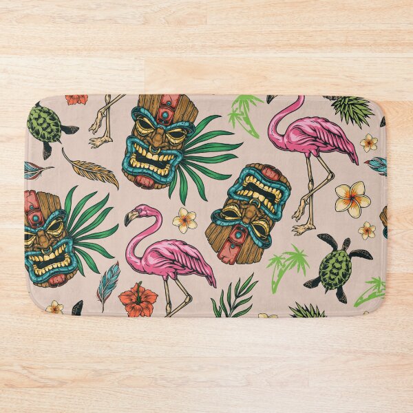 Item preview, Hawaiian Tikki Mask And Flamingos designed and sold by Vector Scout Lab.
