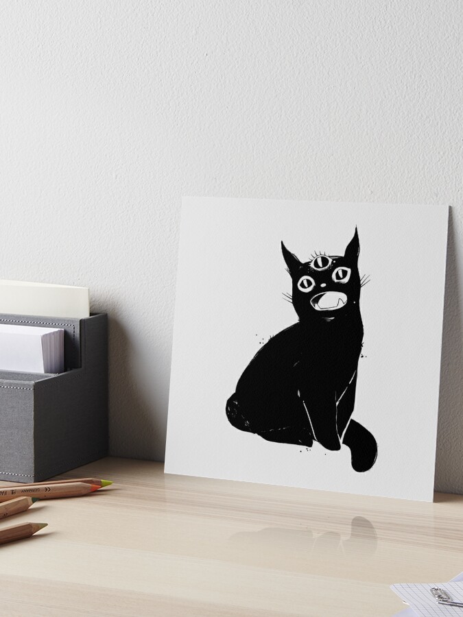 Black Cat With Third Eye Art Board Print for Sale by cellsdividing