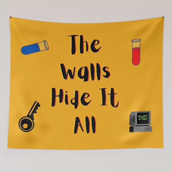 Item preview, The Walls Hide It All yellow and red (orange version) designed and sold by Cora Gregory.