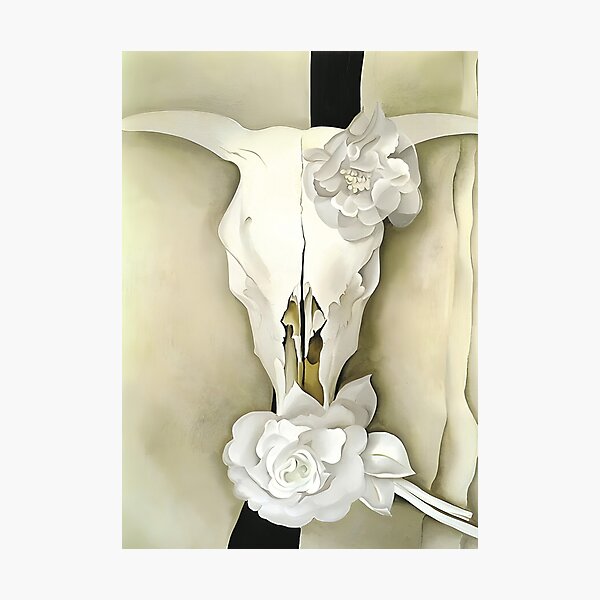 Item preview, O'Keeffe Skull with Calico Roses paintings  designed and sold by Artone369.