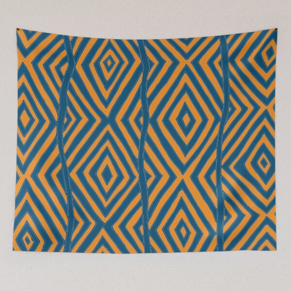 Item preview, Aboriginal art - Diamond pattern (Yellow and Storm Blue) designed and sold by Black-Arts.