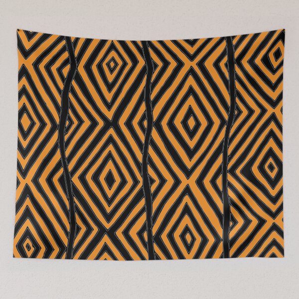 Item preview, Aboriginal art - Diamond pattern (Ochre Yellow and Black) designed and sold by Black-Arts.
