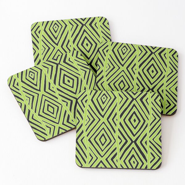 Item preview, Aboriginal art - Diamond pattern (Black and Lime Green) designed and sold by Black-Arts.