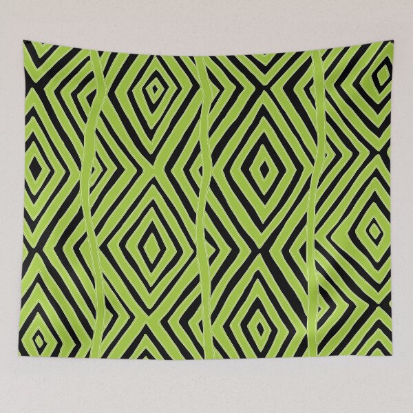 Item preview, Aboriginal art - Diamond pattern (Black and Lime Green) designed and sold by Black-Arts.