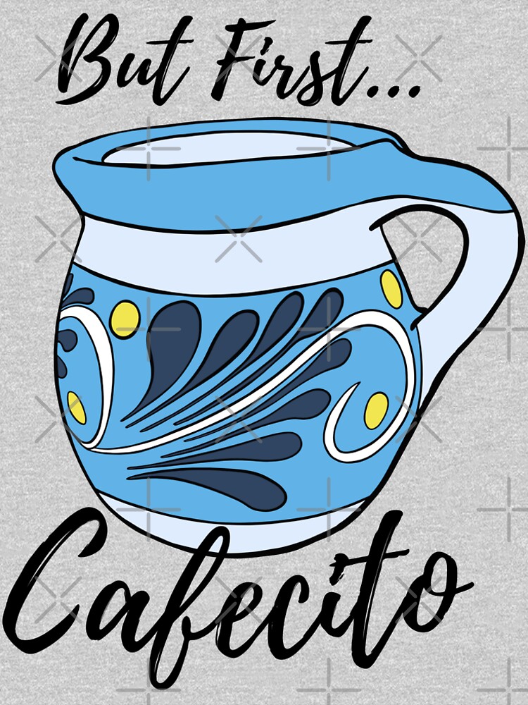 Thumbnail 6 of 6, Premium Scoop T-Shirt, But First Cafecito Spanglish Coffee Humor designed and sold by that5280lady.