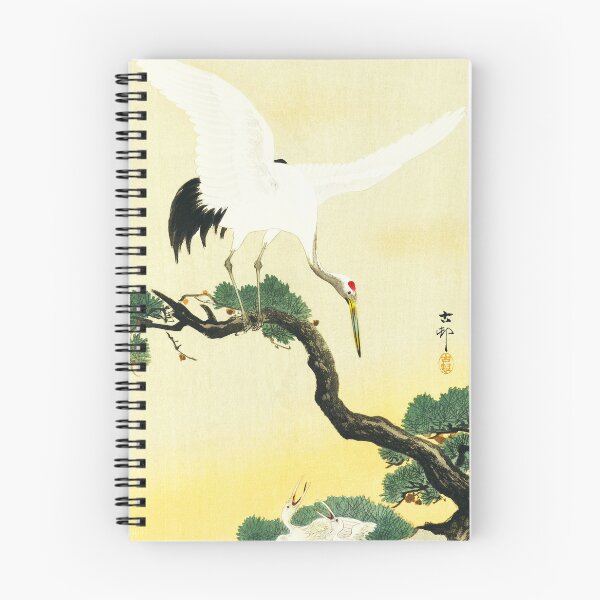 Item preview, Japanese crane bird on branch of pine designed and sold by vanyadesign.