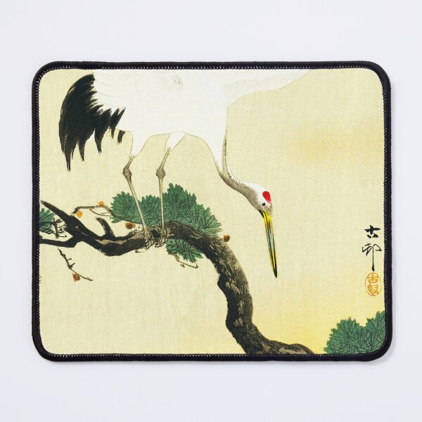 Item preview, Japanese crane bird on branch of pine designed and sold by vanyadesign.