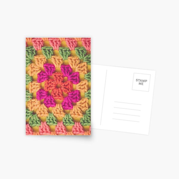Bright Modern Crochet Background Postcard