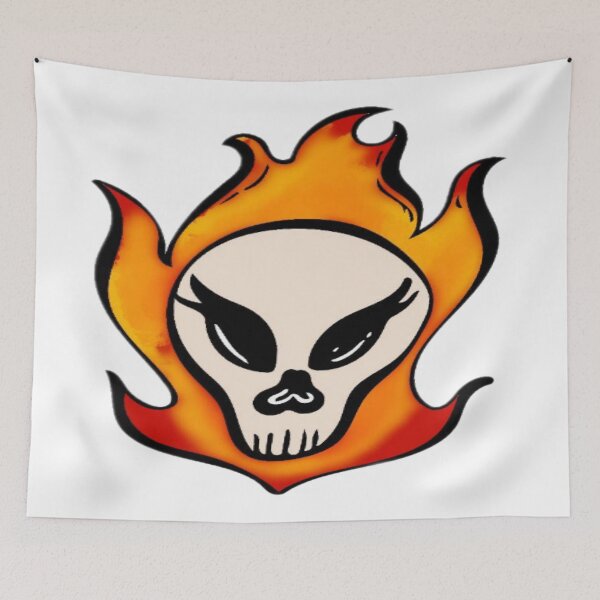 Item preview, Skull with flames designed and sold by Crochetamommy.