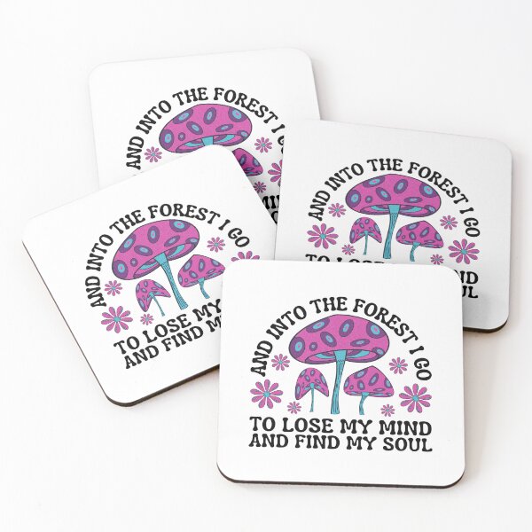 Item preview, And into the forest I go to lose my mind and find my soul, Inspirational John Muir Quote paired with a funky retro mushroom and flower design perfect for mushroom foragers! designed and sold by Auntieck.