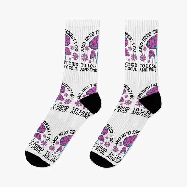 Item preview, And into the forest I go to lose my mind and find my soul, Inspirational John Muir Quote paired with a funky retro mushroom and flower design perfect for mushroom foragers! designed and sold by Auntieck.