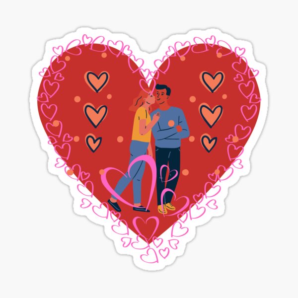Love Heart Couples Kissing Sticker For Sale By Alixary Redbubble