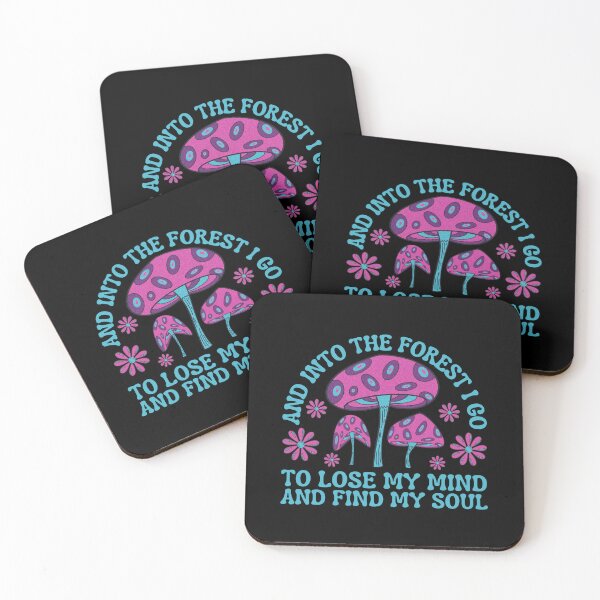 Item preview, And into the forest I go to lose my mind and find my soul, Inspirational John Muir Quote paired with a funky retro mushroom and flower design perfect for mushroom foragers! designed and sold by Auntieck.