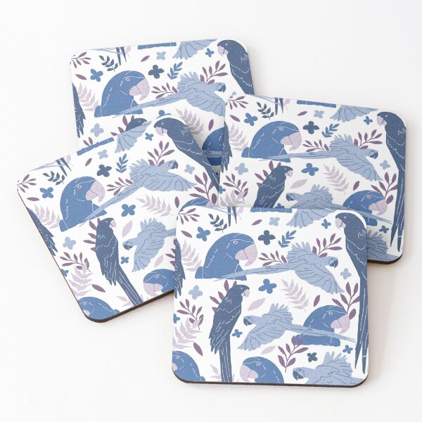 Item preview, Blue Parrots Leaves Pattern designed and sold by Mnightsa.