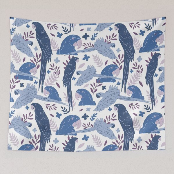 Item preview, Blue Parrots Leaves Pattern designed and sold by Mnightsa.