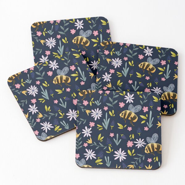 Item preview, Watercolor Bees Floral  designed and sold by Mnightsa.