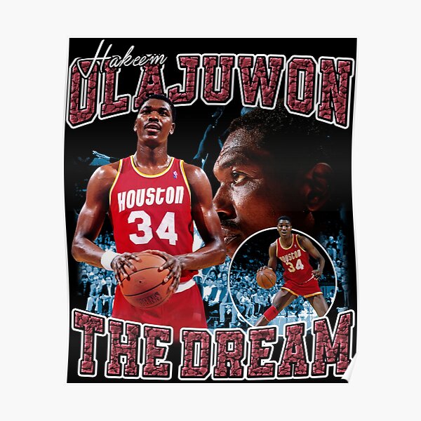 Retro Hakeem Olajuwon Basketball Card Wall And Art Print in 2023