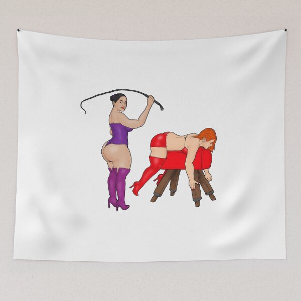 Item preview, PAWG Domina whips slave on buck in clothes designed and sold by PinUpsandPulp.