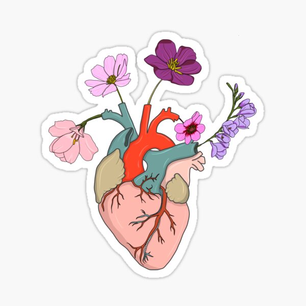  HETANEH Anatomical Heart with Flowers Nurse Badge