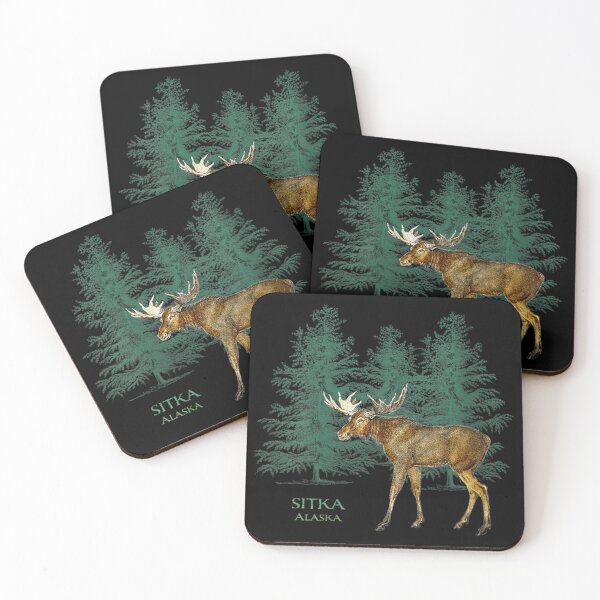 Item preview, Womens Sitka Alaska Moose Lovers Trees Vintage-Look Souvenir V-Neck designed and sold by terrellmbeang.