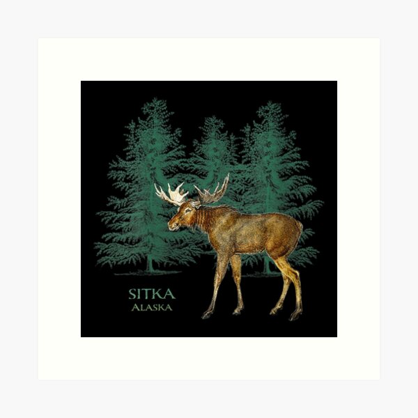 Item preview, Womens Sitka Alaska Moose Lovers Trees Vintage-Look Souvenir V-Neck designed and sold by terrellmbeang.