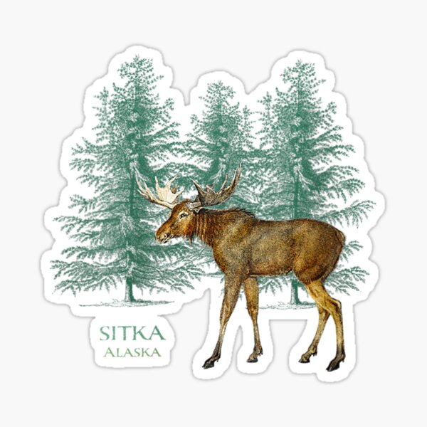 Item preview, Womens Sitka Alaska Moose Lovers Trees Vintage-Look Souvenir V-Neck designed and sold by terrellmbeang.