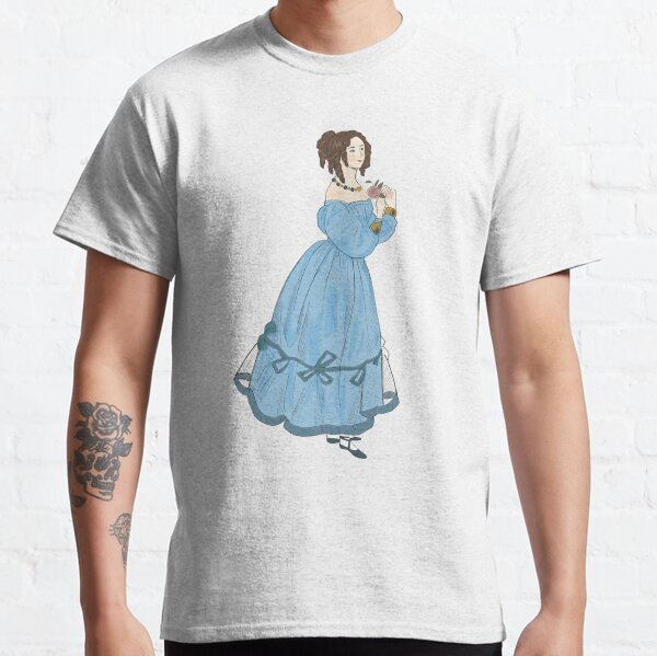 Cute 1820's Dinner Dress Watercolor Fashion Illustration Classic T-Shirt