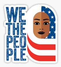 Muslim Woman wearing hijab of american flag Sticker