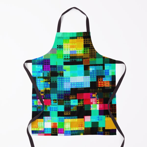 Item preview, geometric pixel square pattern abstract background in blue green orange designed and sold by Mrvell.