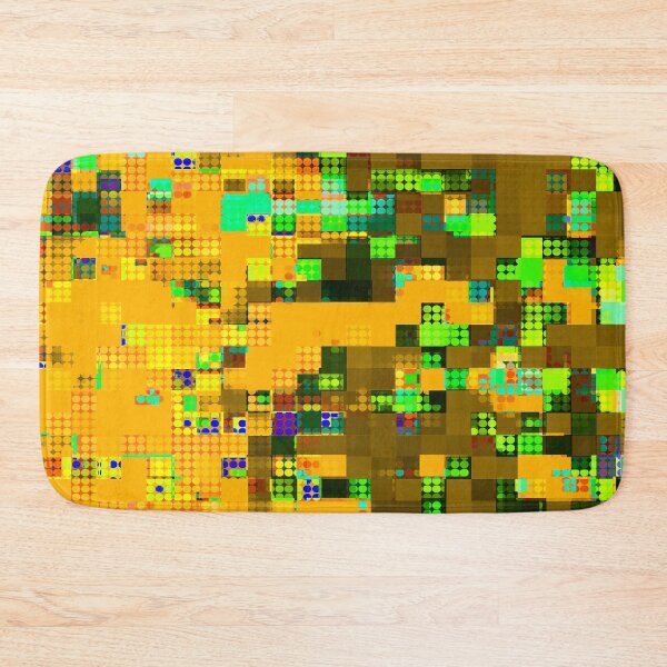 Item preview, geometric pixel square pattern abstract background in yellow brown green designed and sold by Mrvell.