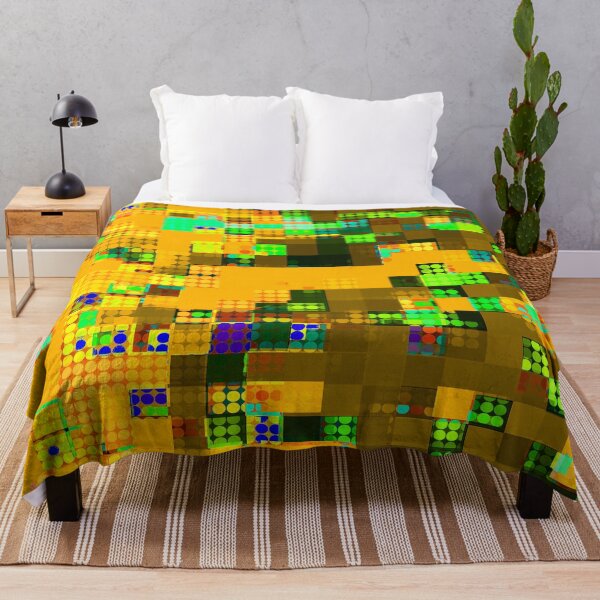 Item preview, geometric pixel square pattern abstract background in yellow brown green designed and sold by Mrvell.