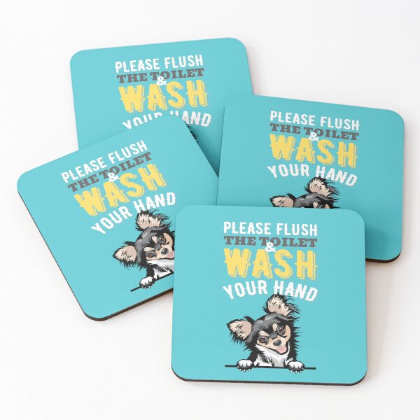 Item preview, Please Flush The Toilet And Wash Your Hand | Bathroom Decor Peeking Dog designed and sold by DAFIN.