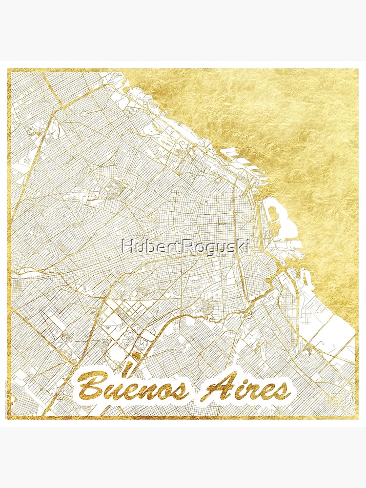 Thumbnail 3 of 3, Poster, Buenos Aires Map Gold designed and sold by HubertRoguski.