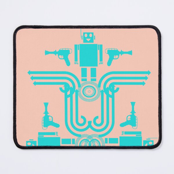 Item preview, Robots Ray Guns Cyber Mid Mod Retro Vintage Old School 80s 90s Robot Trinity designed and sold by Shayna Westfall.